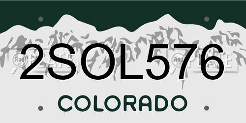 2SOL576 Colorado License Plate