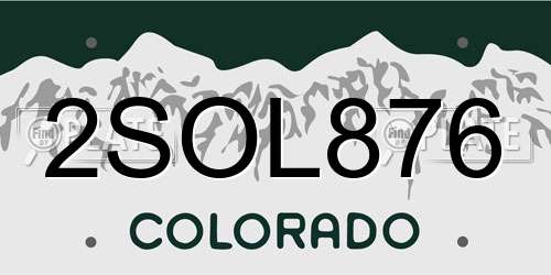 2SOL876 Colorado License Plate
