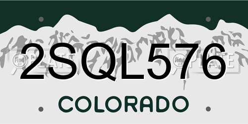 2SQL576 Colorado License Plate