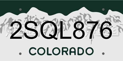 2SQL876 Colorado License Plate