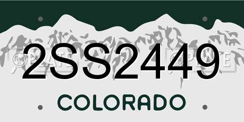2SS2449 Colorado License Plate