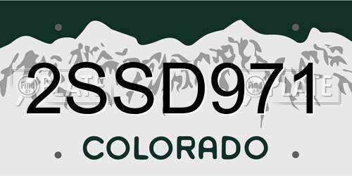 2SSD971 Colorado License Plate