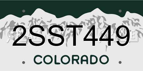 2SST449 Colorado License Plate