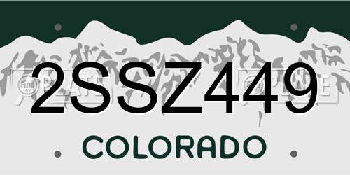 2SSZ449 Colorado License Plate