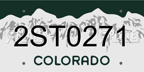 2ST0271 Colorado License Plate
