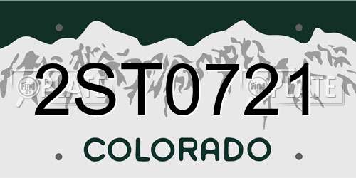2ST0721 Colorado License Plate