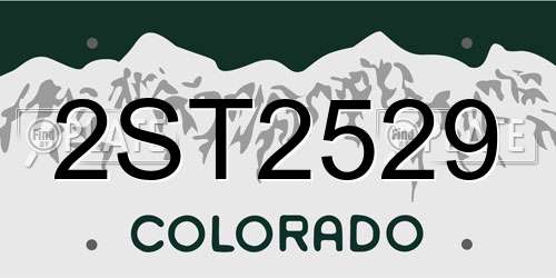 2ST2529 Colorado License Plate