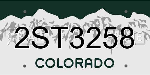 2ST3258 Colorado License Plate