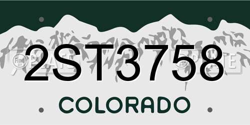 2ST3758 Colorado License Plate
