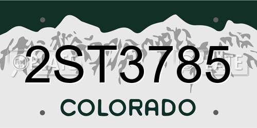 2ST3785 Colorado License Plate