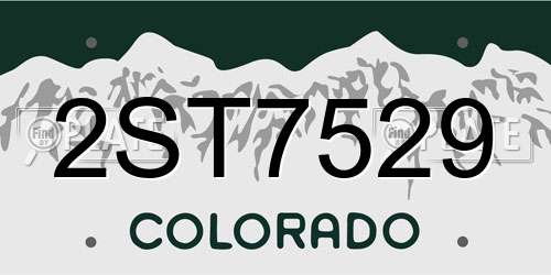 2ST7529 Colorado License Plate