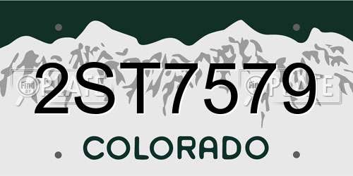2ST7579 Colorado License Plate