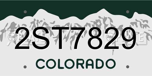 2ST7829 Colorado License Plate