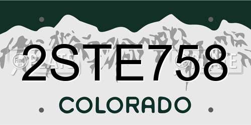 2STE758 Colorado License Plate