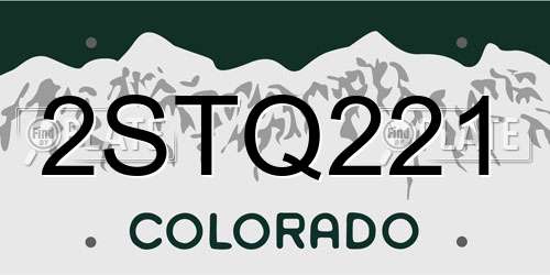2STQ221 Colorado License Plate