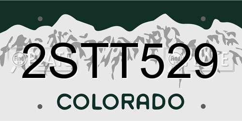 2STT529 Colorado License Plate