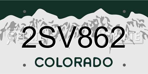 2SV862 Colorado License Plate
