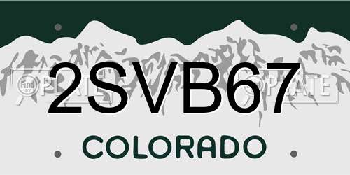 2SVB67 Colorado License Plate