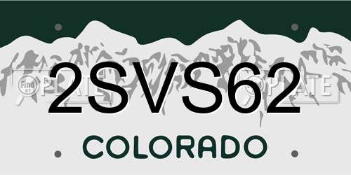 2SVS62 Colorado License Plate