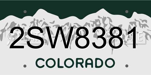 2SW8381 Colorado License Plate