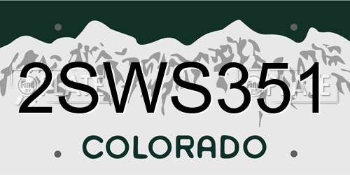 2SWS351 Colorado License Plate