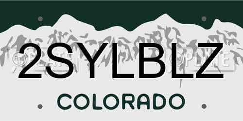 2SYLBLZ Colorado License Plate