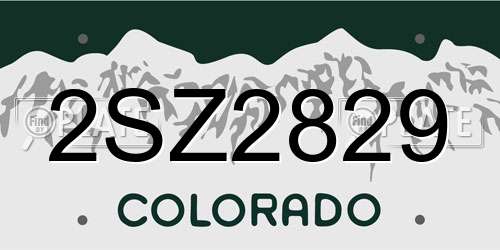 2SZ2829 Colorado License Plate