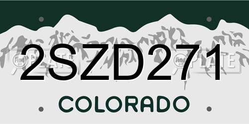 2SZD271 Colorado License Plate