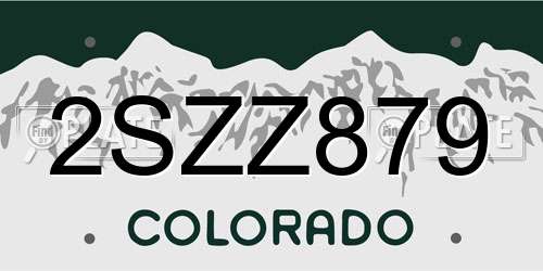 2SZZ879 Colorado License Plate
