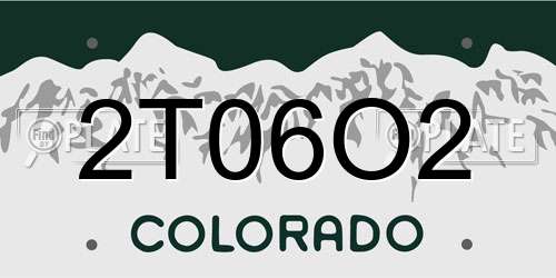 2T06O2 Colorado License Plate
