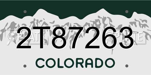 2T87263 Colorado License Plate