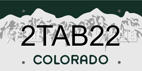 2TAB22 Colorado License Plate