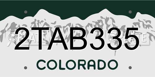 2TAB335 Colorado License Plate