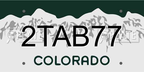 2TAB77 Colorado License Plate