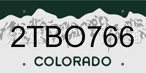 2TBO766 Colorado License Plate
