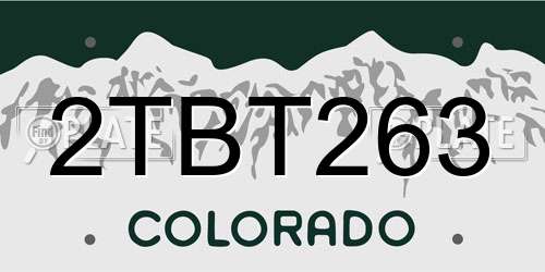 2TBT263 Colorado License Plate