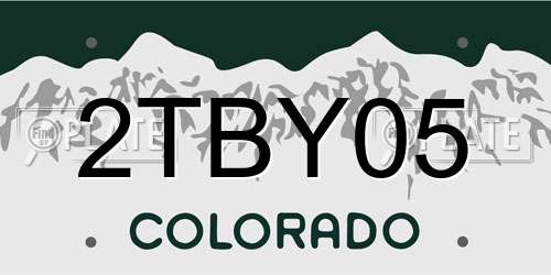 2TBY05 Colorado License Plate
