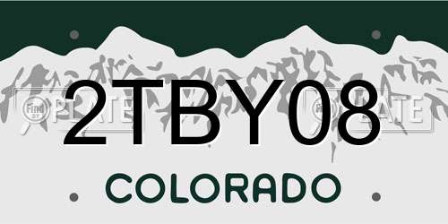 2TBY08 Colorado License Plate