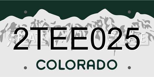 2TEE025 Colorado License Plate
