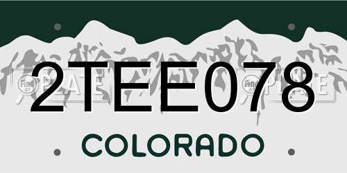 2TEE078 Colorado License Plate