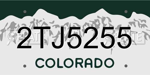 2TJ5255 Colorado License Plate