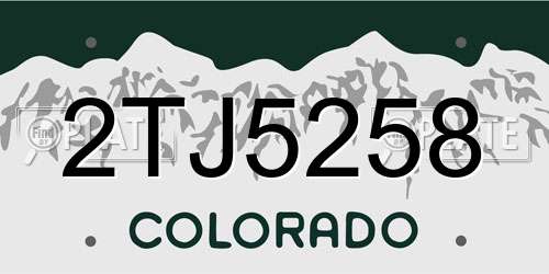 2TJ5258 Colorado License Plate