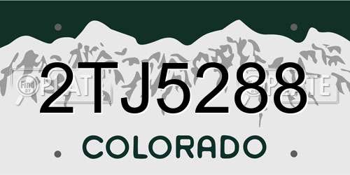 2TJ5288 Colorado License Plate