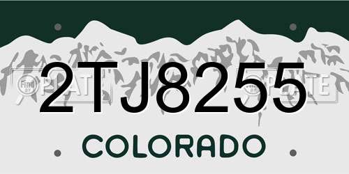 2TJ8255 Colorado License Plate
