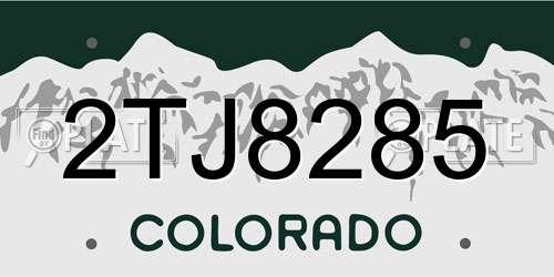 2TJ8285 Colorado License Plate