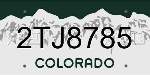 2TJ8785 Colorado License Plate