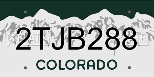 2TJB288 Colorado License Plate