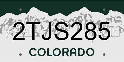 2TJS285 Colorado License Plate