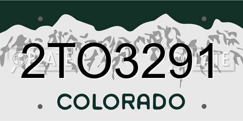 2TO3291 Colorado License Plate