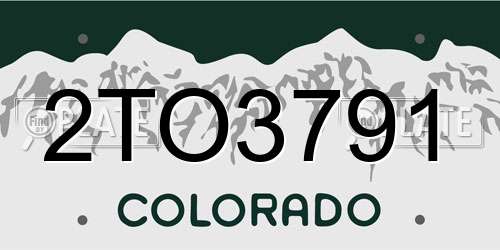 2TO3791 Colorado License Plate